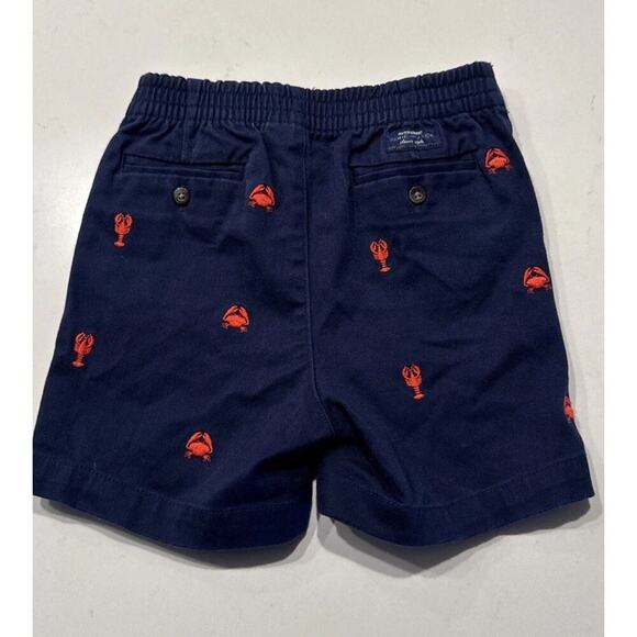 Janie And Jack Boys Size 18-24 Month Navy Blue Lobster Crab Print Shorts Coastal - Picture 2 of 8
